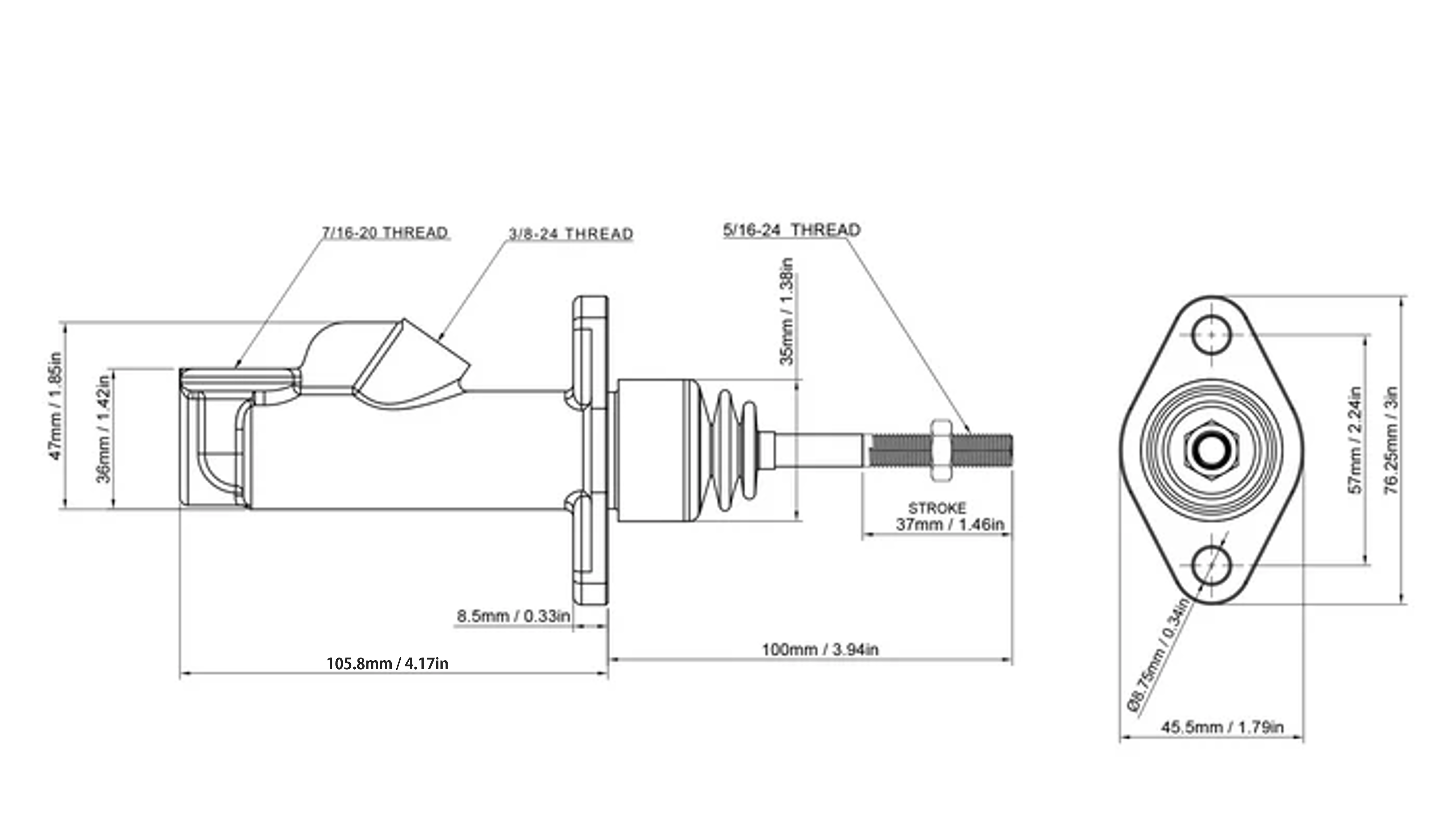 IN-LINE 5/8" master cylinder