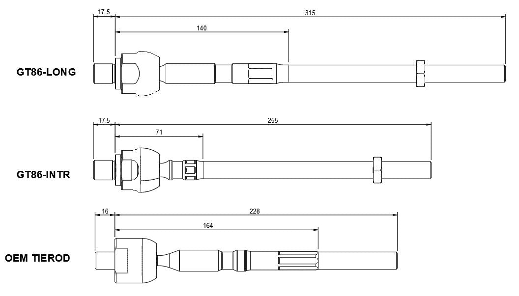 86 / GR86 / BRZ Super Lock replacement inner tie rod - SOLD INDIVIDUALLY