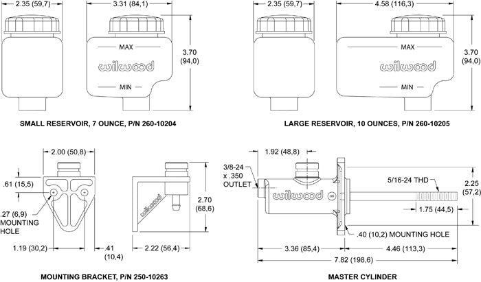 Stand-alone 1-1/8" master cylinder 260-13623