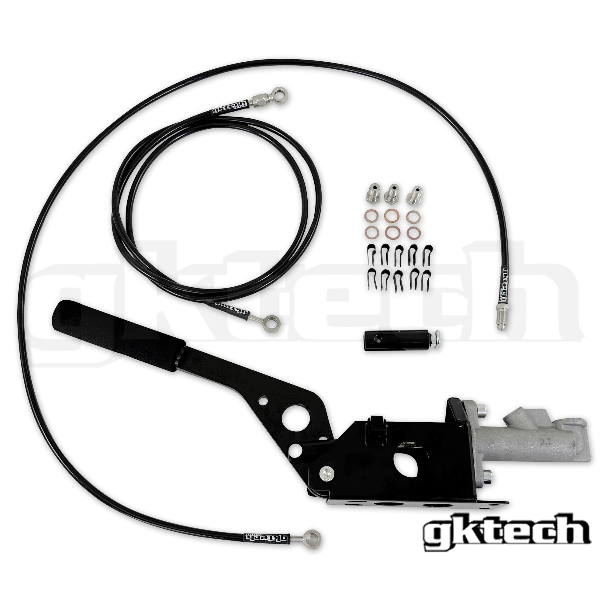 Budget hydraulic handbrake assembly and in-line braided line kit